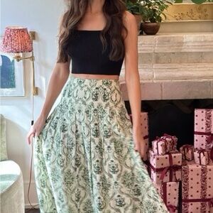 Elegant Green A-Line Skirt
